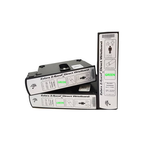 تصویر  دستبند بیمار زبرا بزرگسال سبز