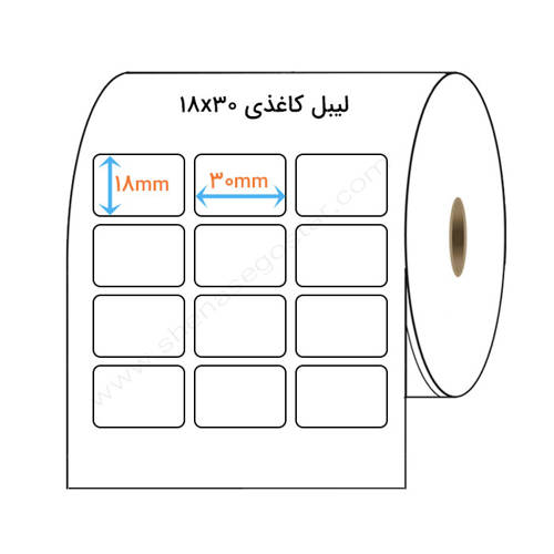 تصویر  لیبل کاغذی 18x30 میلیمتر